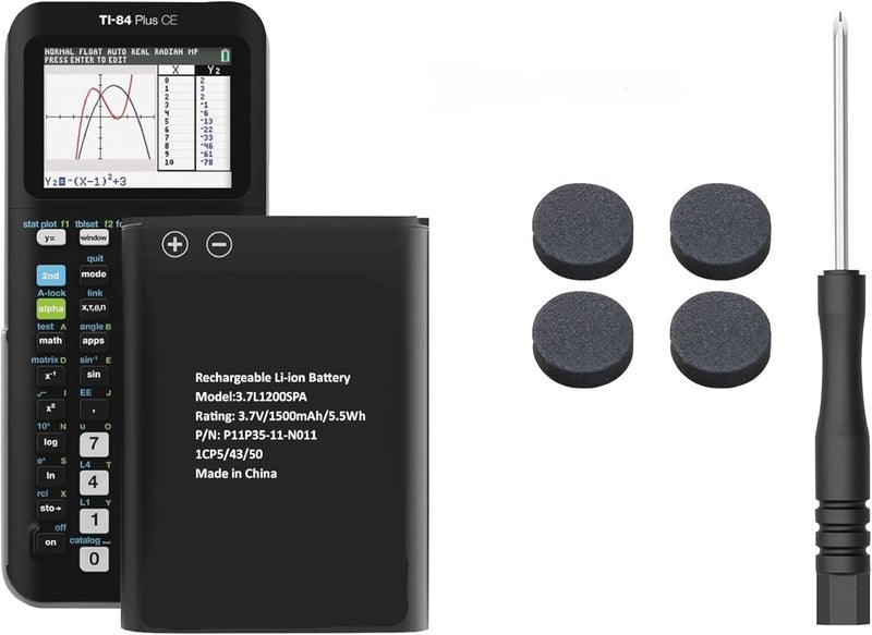 WirelessFinest TI-84 Plus CE Battery Replacement Fit Texas Instruments TI-84 Plus CE C Graphing Calculator, TI NSpire CX/CX II/CX CAS, P11P35-11-N01 & 3.7L12005SPA Battery, Fix Dead Power Issue & Error Validating OS - Image 1